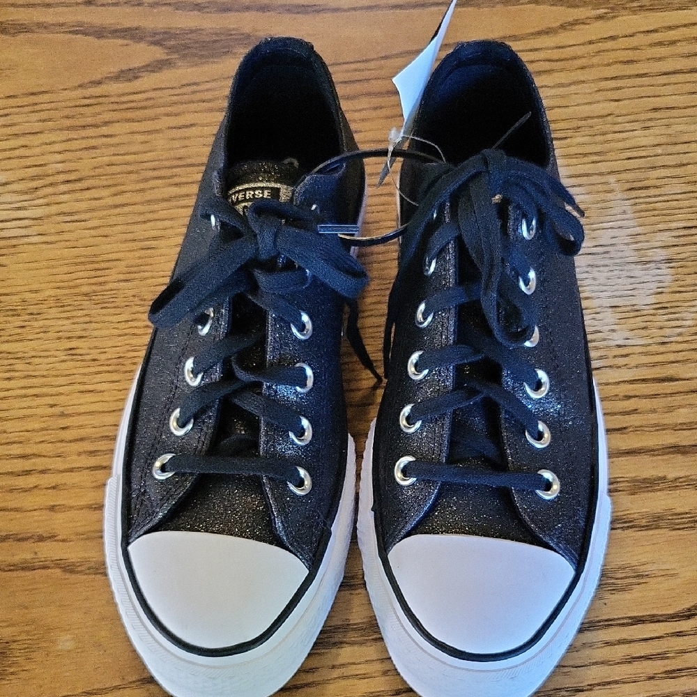 Converse Black Sparkle Lace-Up Sneakers